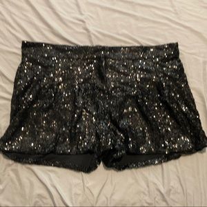 Plus size black sequin shorts